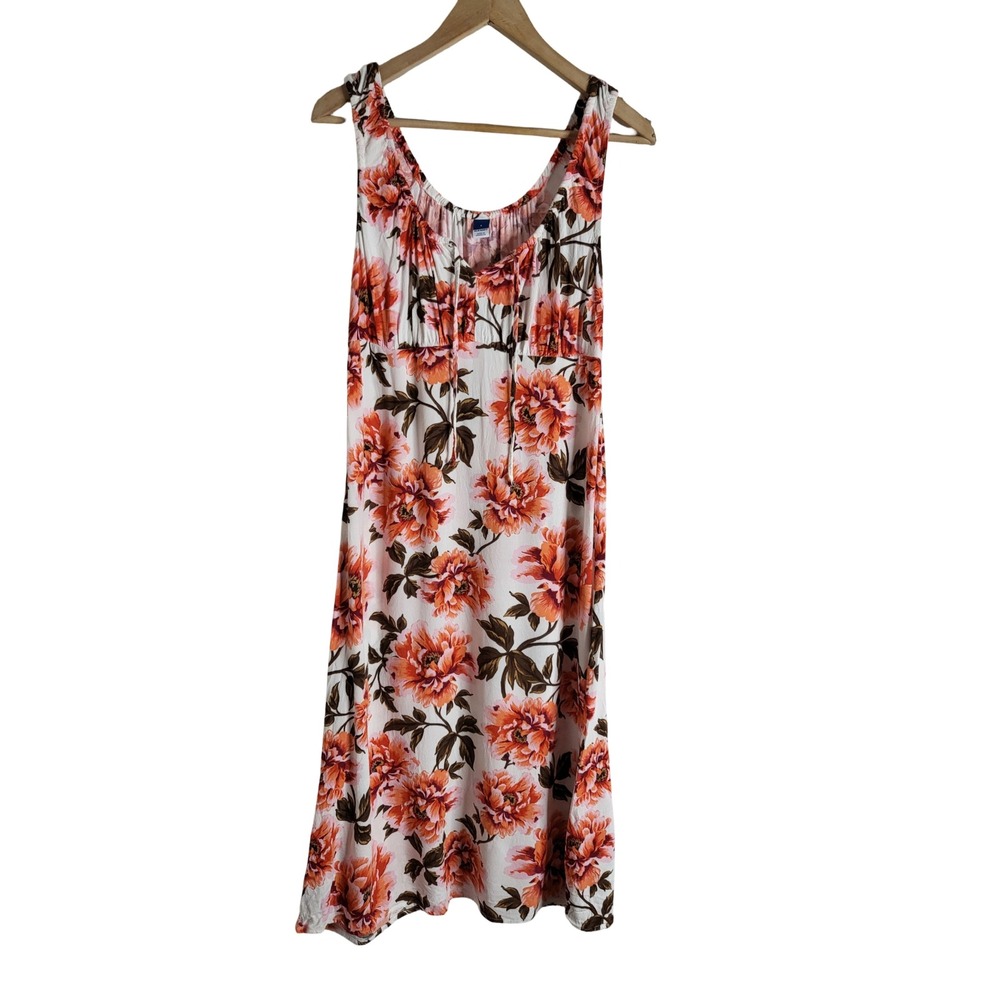 Old Navy Womens Orange Floral Empire Waist Sleeveless Midi Dress S Cottagecore